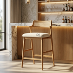 Elowen Cane Bar Chair | Modern Upholstered Counter Stool