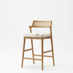 Elowen Cane Bar Chair | Modern Upholstered Counter Stool
