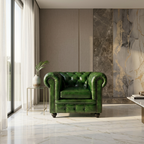 Emerald Chesterfield Leather Armchair | Luxury Green Accent Chair