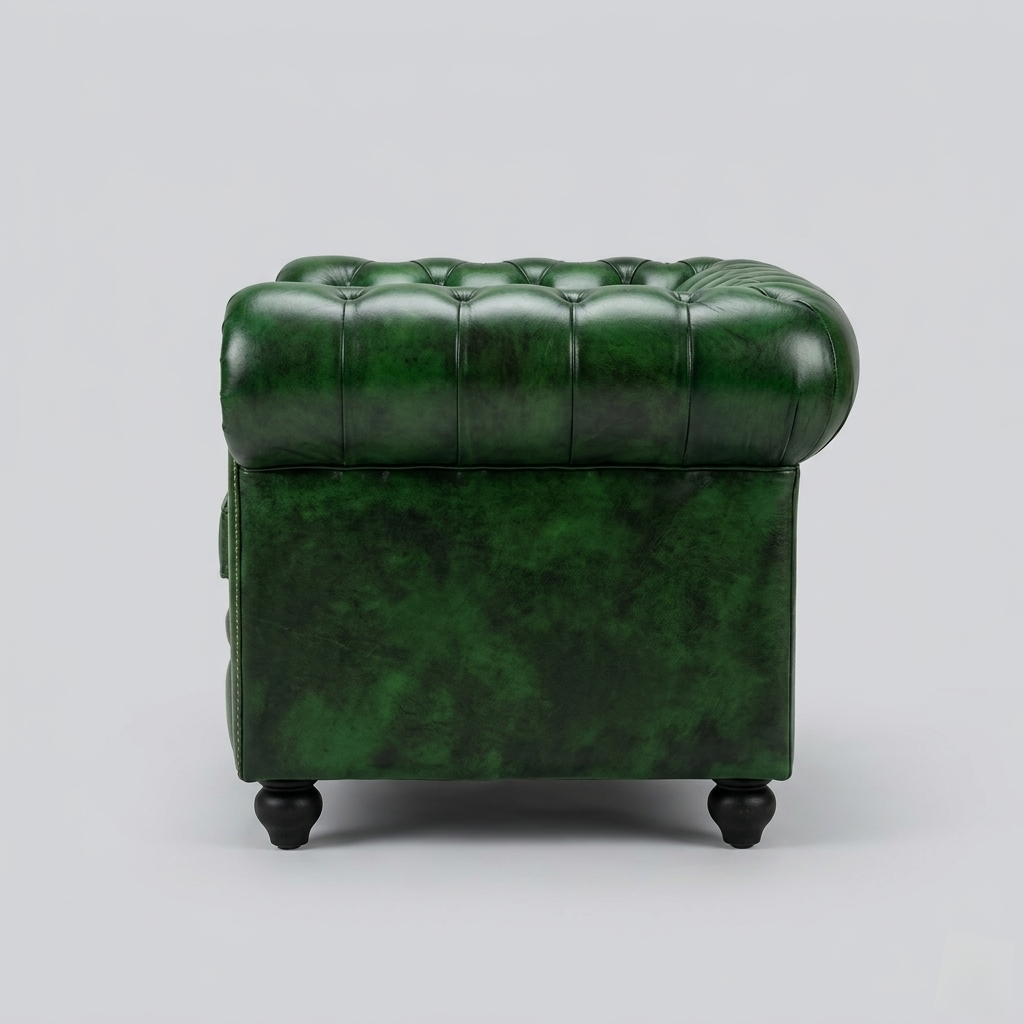 Emerald Chesterfield Leather Armchair | Luxury Green Accent Chair