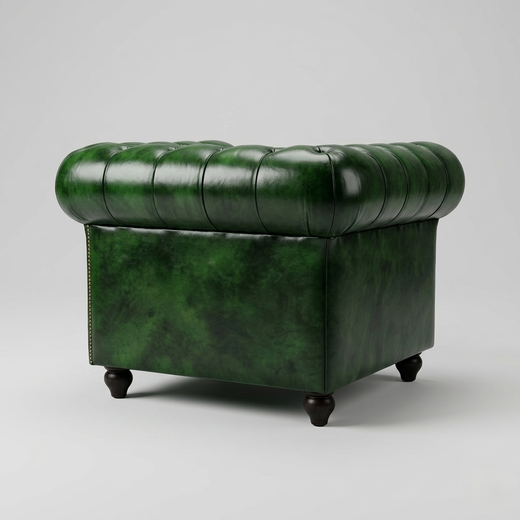 Emerald Chesterfield Leather Armchair | Luxury Green Accent Chair