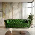 Emerald Chesterfield Leather Sofa | Luxury Green Tufted Couch