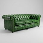 Emerald Chesterfield Leather Sofa | Luxury Green Tufted Couch