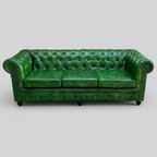 Emerald Chesterfield Leather Sofa | Luxury Green Tufted Couch