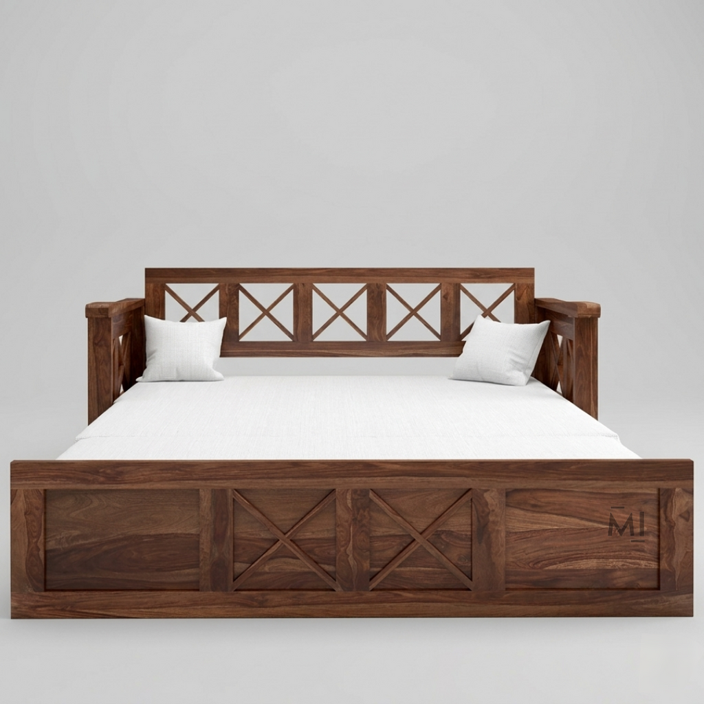 FlexiWood Sofa Cum Bed | Wooden Sofa Bed with Storage