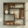 Geometric Wall Shelf | Modern Metal & Wood Floating Display Shelf
