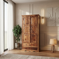 Havon classic wooden wardrobe storage cabinet for bedroom furniture in India
