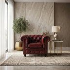 Heritage Chesterfield Leather Armchair | Luxury Burgundy Accent Chair