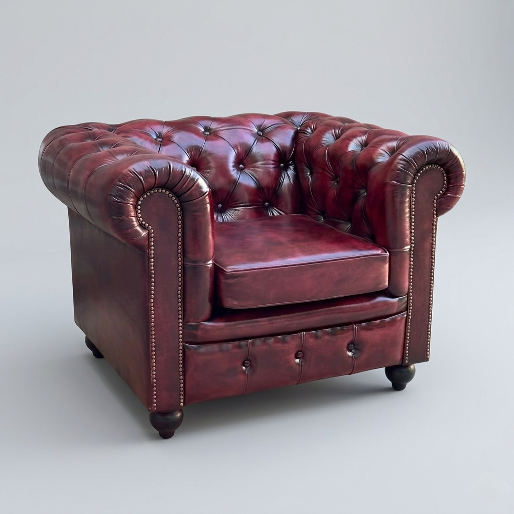 Heritage Chesterfield Leather Armchair | Luxury Burgundy Accent Chair