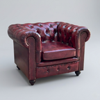 Heritage Chesterfield Leather Armchair | Luxury Burgundy Accent Chair