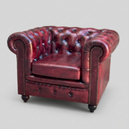 Heritage Chesterfield Leather Armchair | Luxury Burgundy Accent Chair