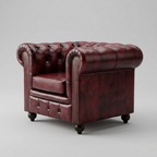 Heritage Chesterfield Leather Armchair | Luxury Burgundy Accent Chair