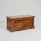 Handcrafted wooden blanket trunk with spacious storage compartment