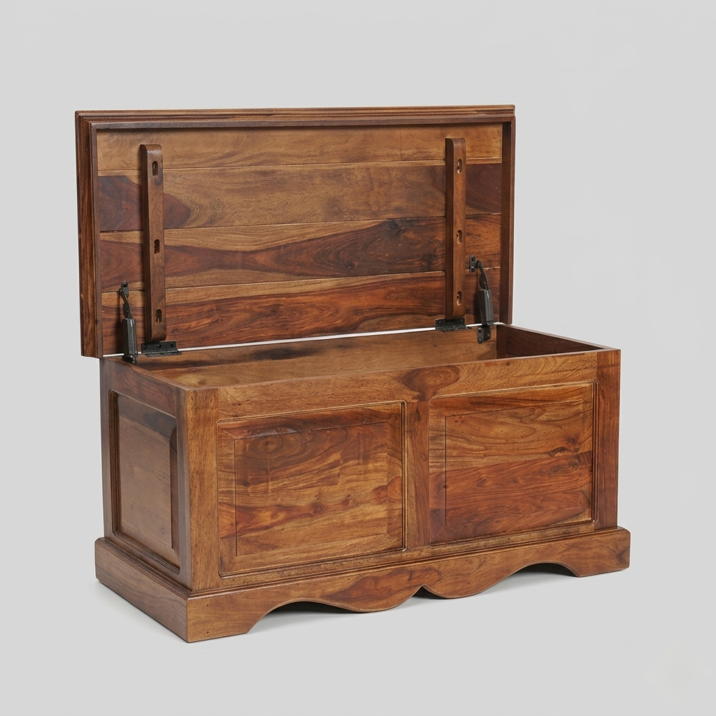 HeritageWood Solid Wood Storage Trunk | Traditional Wooden Blanket Trunk Chest