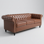 Veltrix Chesterfield Leather Sofa | Classic 3 Seater Tufted Luxury Sofa