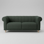 Velmora Channel Tufted Sofa | Modern 3 Seater Fabric Sofa with Curved Arms