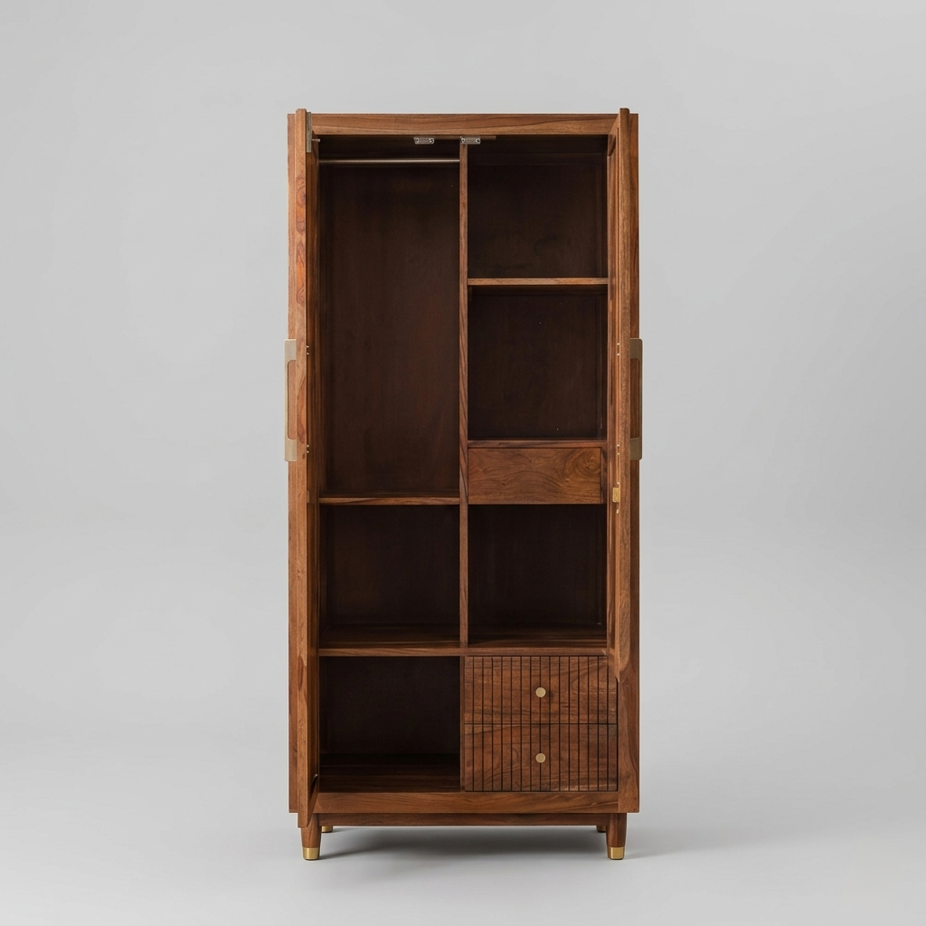 Avera Cane Wooden Wardrobe with Mirror