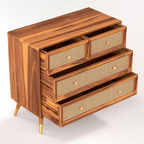 Averra Rattan Wooden Chest of Drawers | Modern Rattan Storage Cabinet with 4 Drawer Design