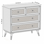 Averra Rattan Wooden Chest of Drawers | Modern Rattan Storage Cabinet with 4 Drawer Design