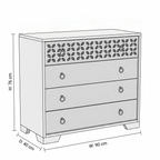 Flora Carved Wooden Chest of Drawers | Modern Storage Cabinet with Decorative Panel & 4 Drawer Design