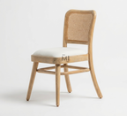 Linea Rattan Solid Wood Dining Chair | Modern Rattan Upholstered Chair