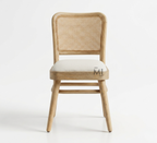 Linea Rattan Solid Wood Dining Chair | Modern Rattan Upholstered Chair