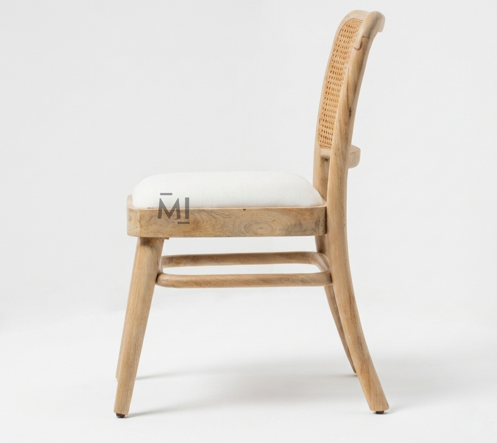 Linea Rattan Solid Wood Dining Chair | Modern Rattan Upholstered Chair