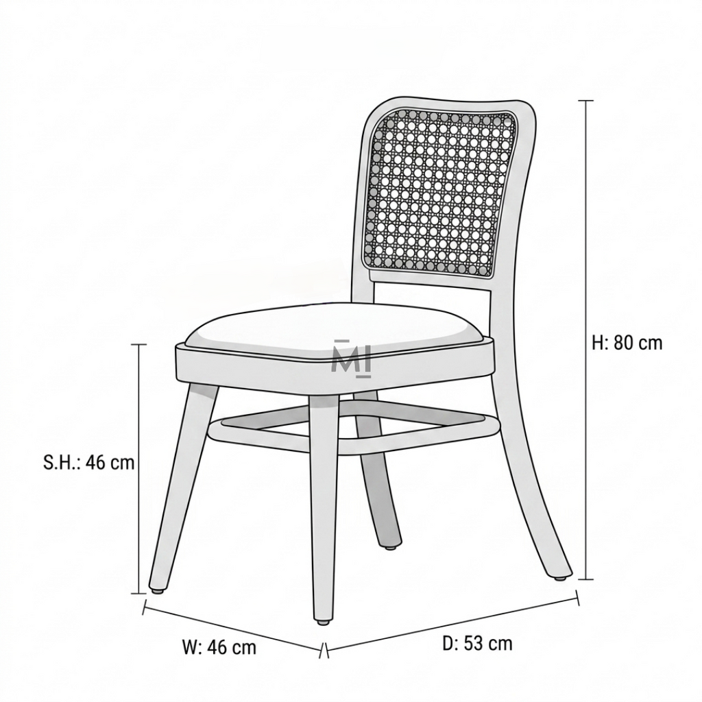 Linea Rattan Solid Wood Dining Chair | Modern Rattan Upholstered Chair