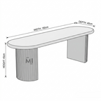 Measurement chart of a table with dimensions labeled