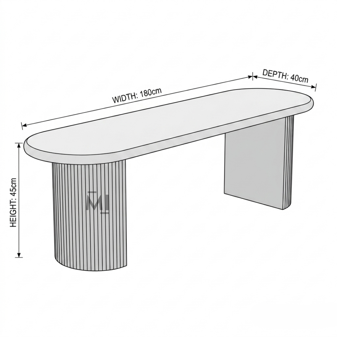 Measurement chart of a table with dimensions labeled