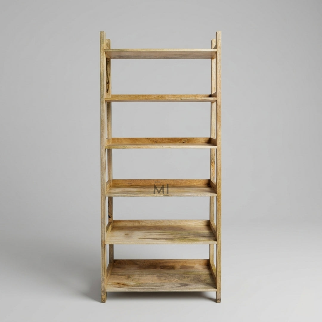 Linea Ladder Wooden Bookshelf | Minimal Open Shelf Storage Unit