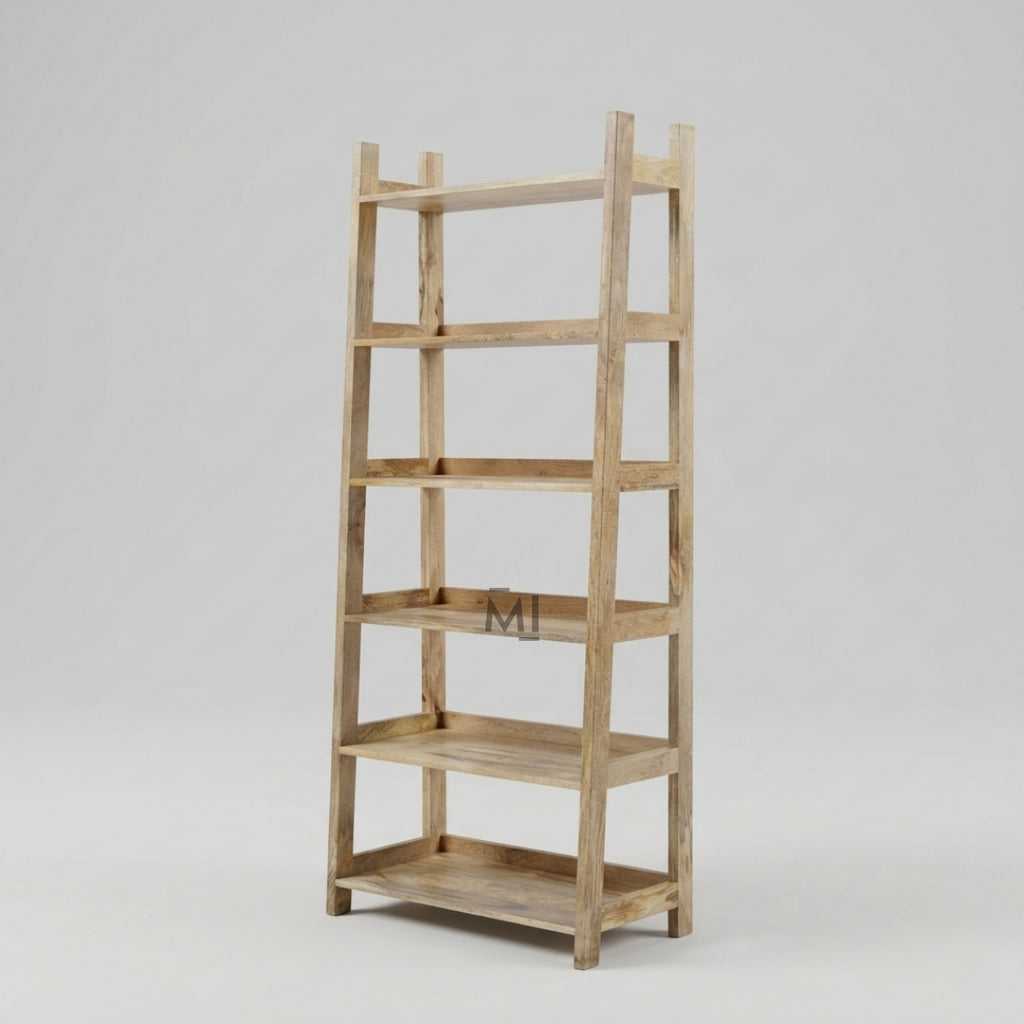 Linea Ladder Wooden Bookshelf | Minimal Open Shelf Storage Unit