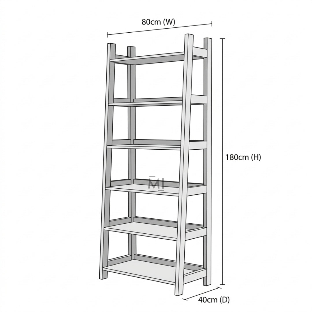 Linea Ladder Wooden Bookshelf | Minimal Open Shelf Storage Unit