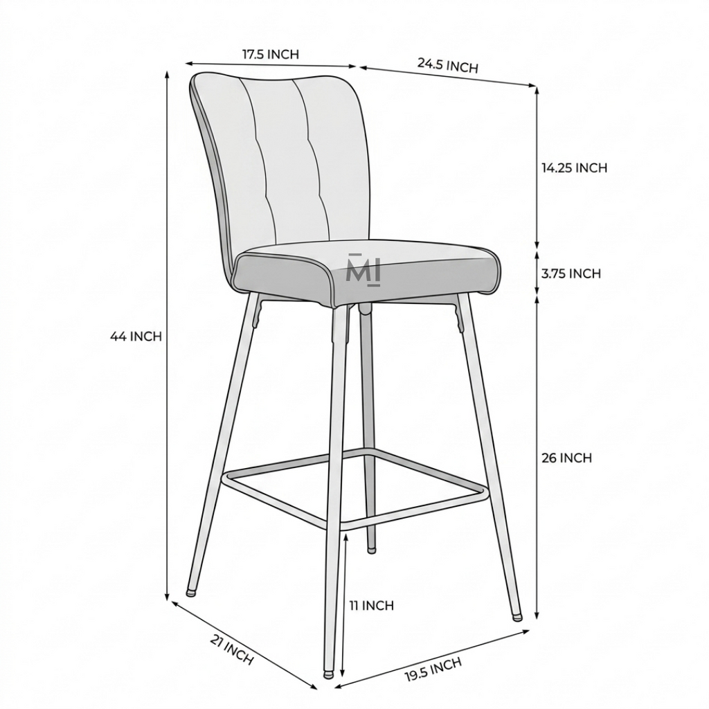 Luna Upholstered Bar Chair | Modern Fabric Counter Stool