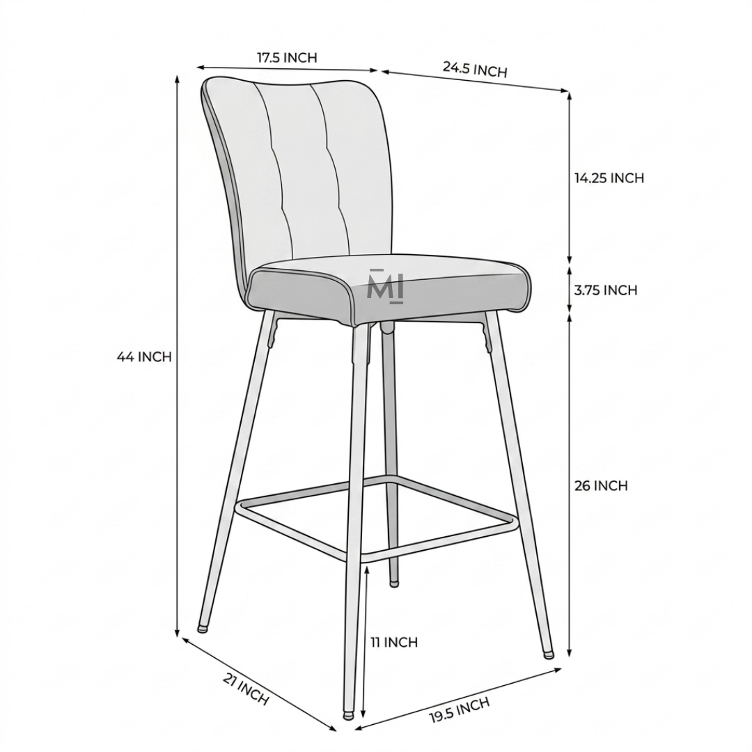 Luna Upholstered Bar Chair | Modern Fabric Counter Stool