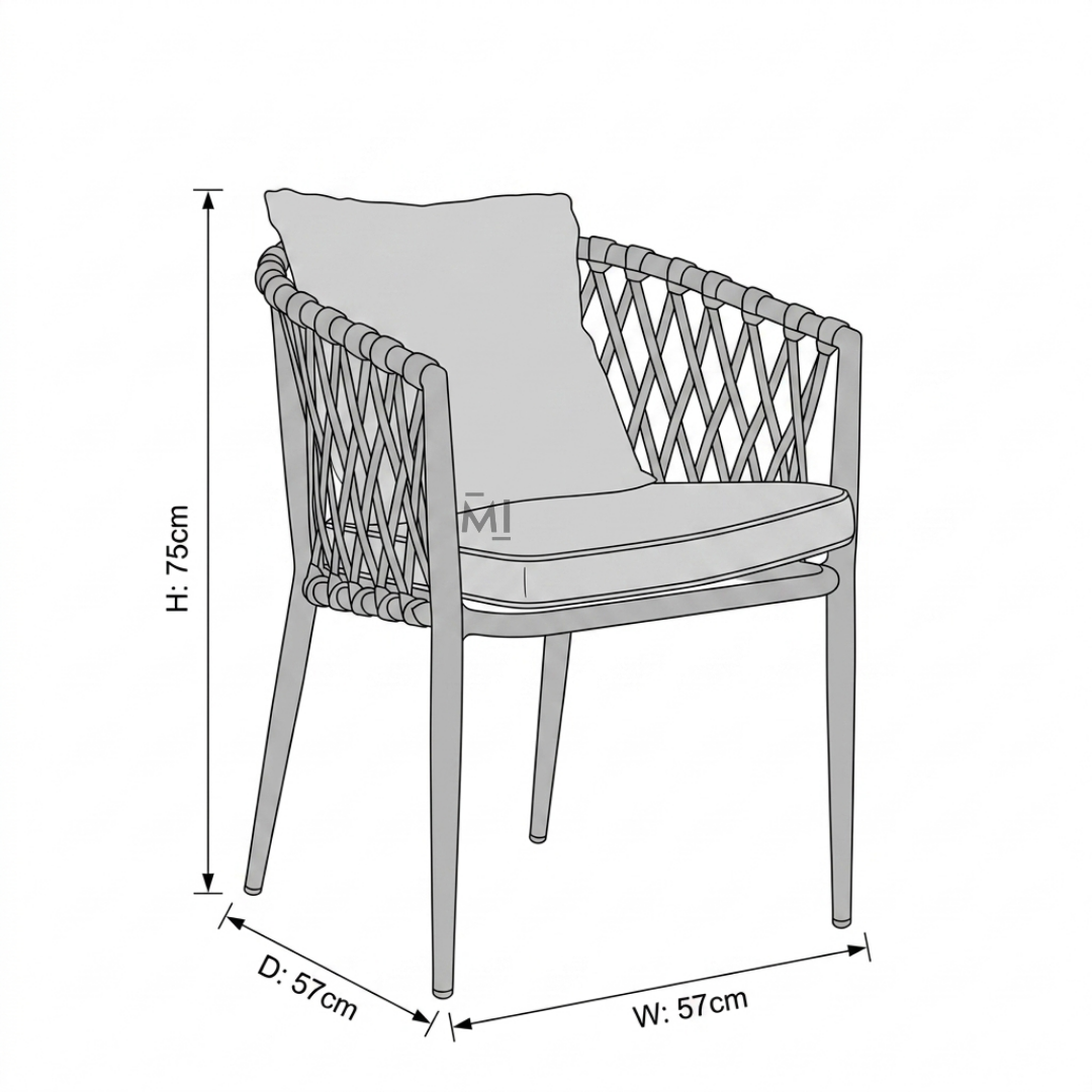 LuxeWeave Outdoor Dining Chair | Modern Rope Patio Armchair