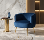 Luxury Velvet Barrel Accent Chair with Gold Metal Legs