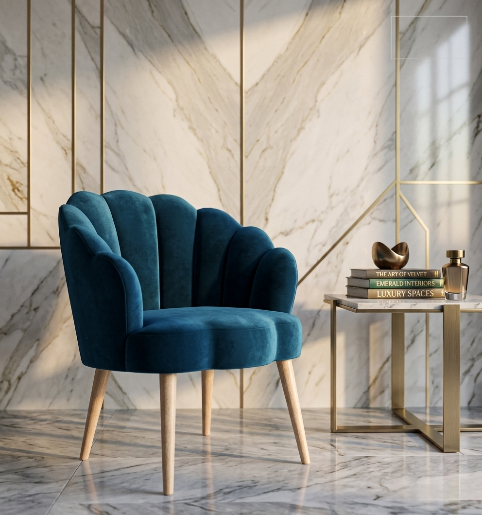 Luxury Velvet Shell Accent Chair | Modern Upholstered Lounge Chair