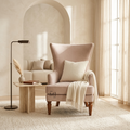 Luxury wingback accent chair in a modern living room