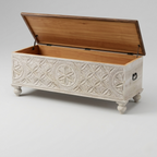 Rustic wooden blanket chest with hidden lift-top storage