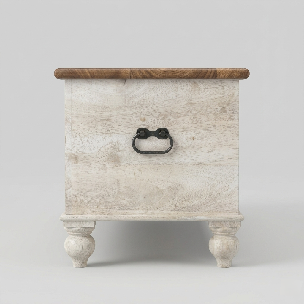 MandalaCraft Solid Wood Storage Trunk | Hand-Carved Rustic Blanket Chest