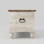 MandalaCraft Solid Wood Storage Trunk | Hand-Carved Rustic Blanket Chest