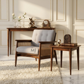 Mid-Century Modern Cane Accent Chair with Upholstered Cushion