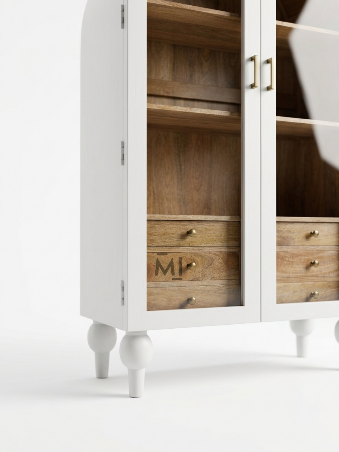 Modern Arched Crockery Cabinet | Wooden Display Storage Unit