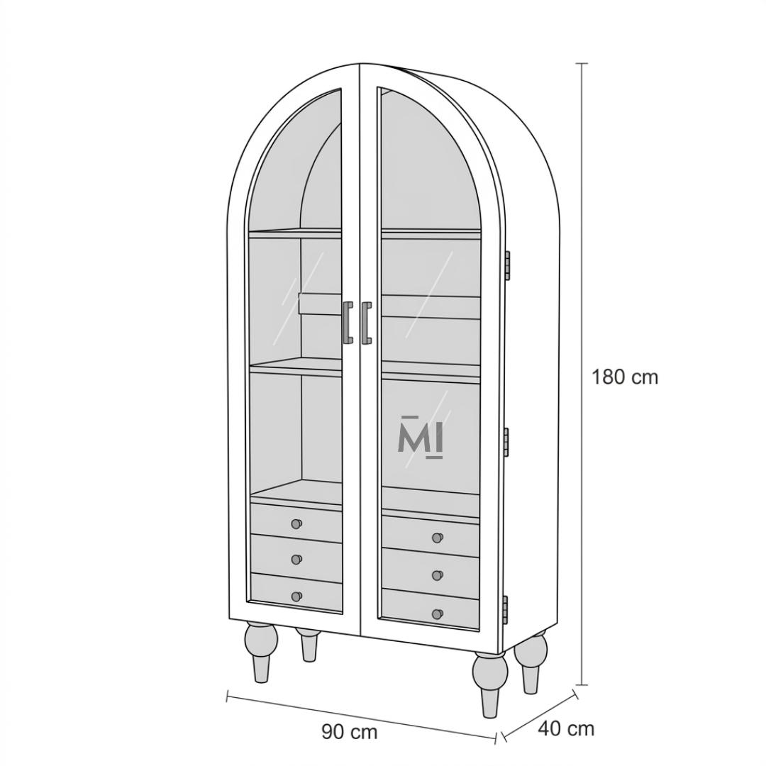 Modern Arched Crockery Cabinet | Wooden Display Storage Unit