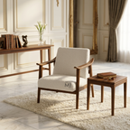 Modern Bouclé Accent Lounge Chair with Solid Wood Frame