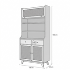Modern Cane Crockery Hutch Cabinet | Wooden Kitchen Display Unit