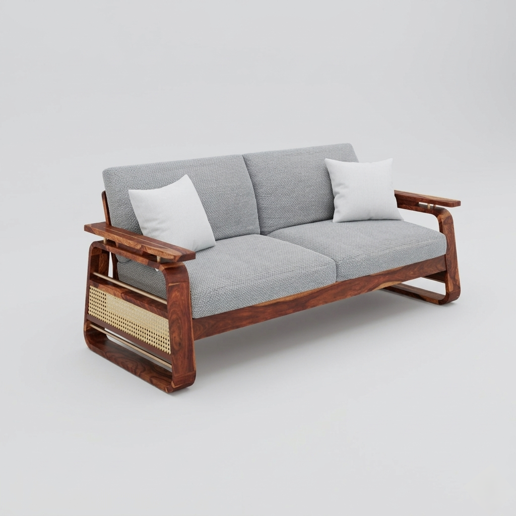 Modern Solid Wood Sofa Set | Contemporary Wooden Living Room Furniture