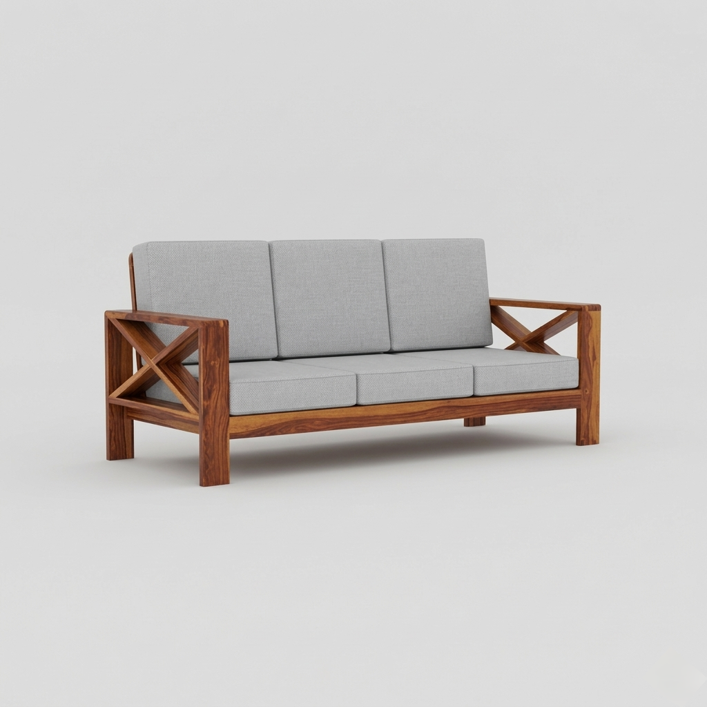 Modern Solid Wood Sofa Set | Luxury Contemporary Living Room Furniture