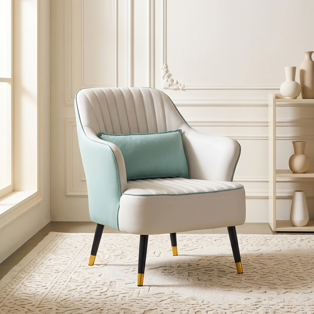 Modern Upholstered Accent Chair | Contemporary Lounge Chair with Gold-Tipped Legs